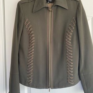 Olive Blazer with Lace-Up Sides and back.
